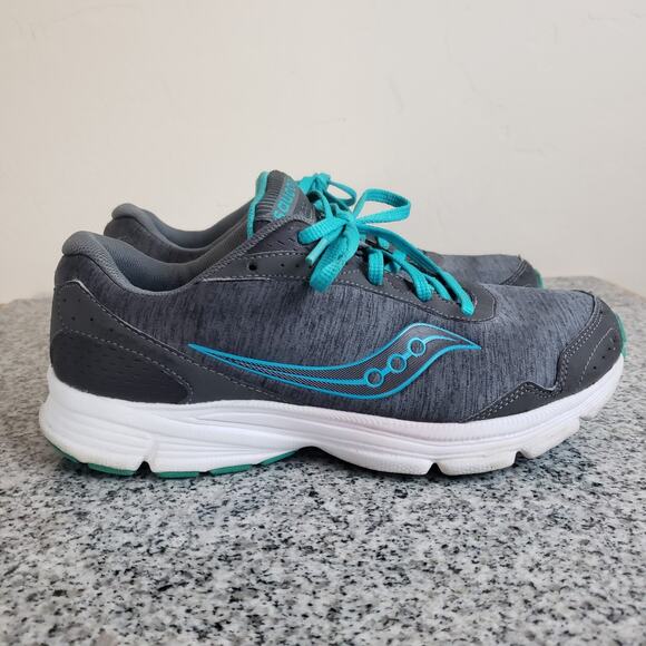 Saucony Womens Sapphire S15220-10 Road‎ Running Shoes Sz 8 Gray Turqouise Hiking - Picture 2 of 12